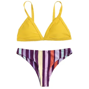 

Striped Bra And Panty Set Padded Sexy Underwear Set Swimwear Sexy Lingerie Women Swimsuit Bralette Encaje Mujer 40MAY20