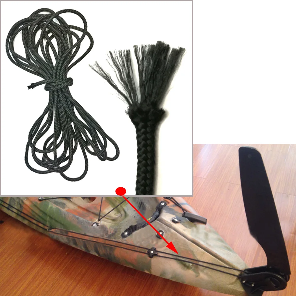 

6Meter Kayak Canoe Slide Rail Rudder Control Line Cable Footrest Foot Pedals Rigging Rope String Cord Anchor Trolley Kit System