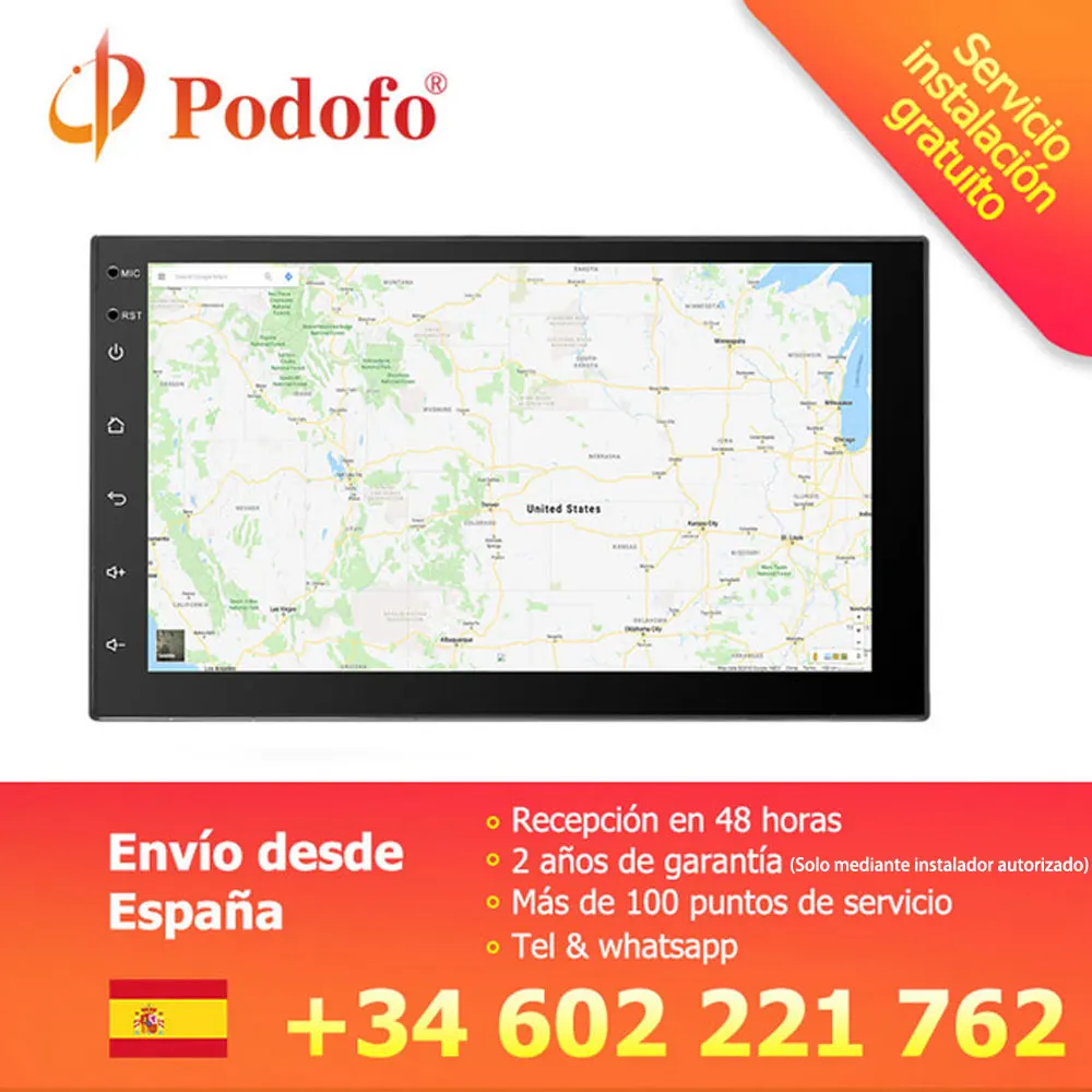 

Podofo 2 Din Android Car Radio 7'' Car Multimedia Player Stereo GPS Navigation Bluetooth WIFI Dual USB Audio Player Mirror Link
