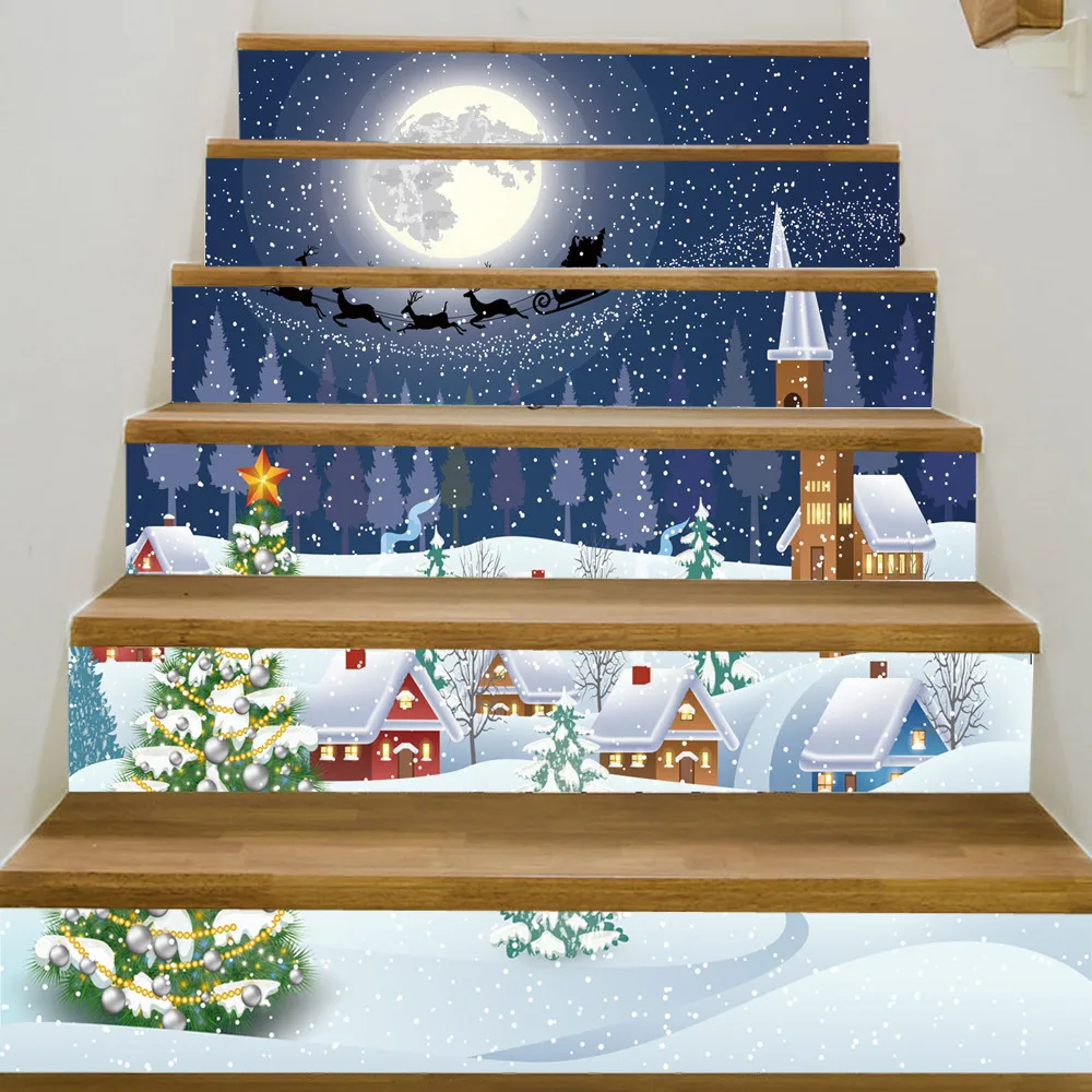 4 вида рождественского сезона 3D моделирование Стикеры для лестницы водонепроницаемый лестницы сторона/настенные наклейки DIY домашний декор