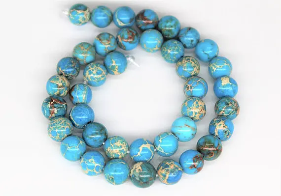 Blue Imperial Jasper Gemstone Round Loose beads 610mm