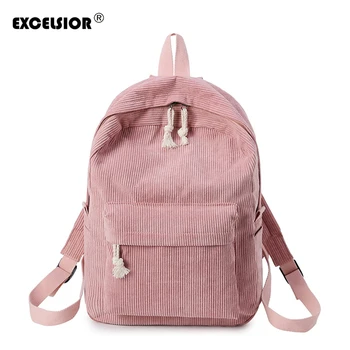 

EXCELSIOR On Sale Women's Bags Canvas Fashion Backpacks High School Student Personalized Corduroy School Bags for Women