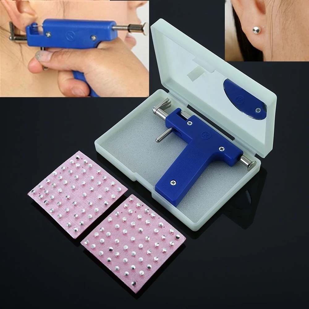 Steel Ear Nose Navel Body Piercing Gun With 98x Studs Tool Kit Set ProfessionalS