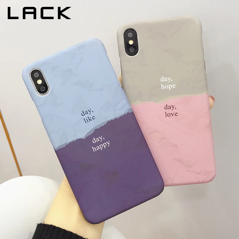 

LACK Fashion Couples Phone Case For iphone XS Max X XR 8 7 6 S Plus Back Cover Letter Print Cases Geometric Splice Hard PC Capa
