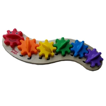 

Rainbow Six interchangeable gears six bright colors wood montessori Solid-wood gear board
