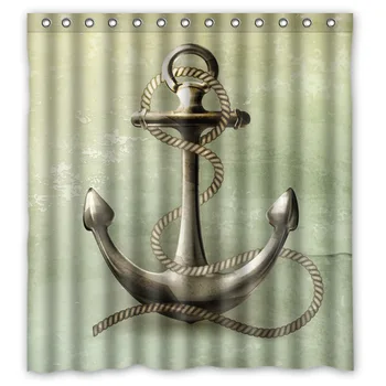 

Stylish Fabric Bathroom Curtain Custom Sailor Spirit Chevron Anchor Pattern Print Shower Curtain 66 * 72 (13 holes)