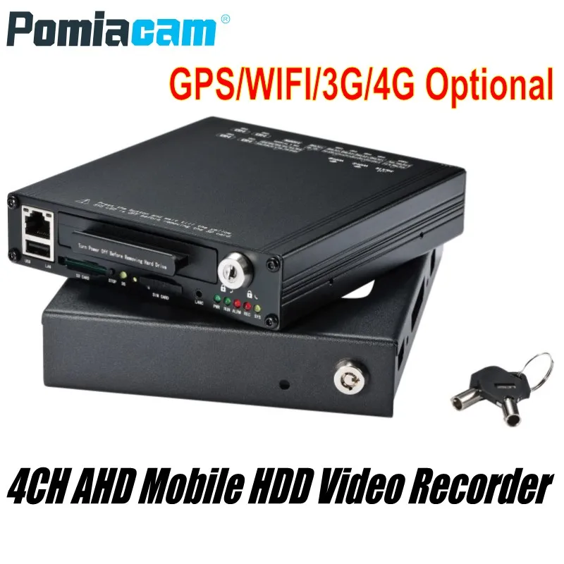  Gratis DHL HDVR9804 1080 P H.264 4CH AHD HDD móvil DVR GPS WIFI G-sensor 3G 4G sistema de grabación
