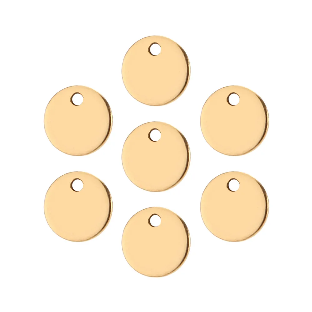 

8MM silver/gold Stainless Steel Circle Stamping Pendants Dog Tags Pendants Engraving Blanks Coin For DIY Gifts 50pcs/lot