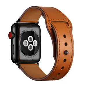 Image 5 - Kahverengi hakiki deri Band döngü kayışı Apple Watch için 4 3 2 1 38mm 40mm , VIOTOO erkek deri saat kayışı iwatch için 4 44mm