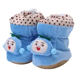 Обувь из хлопка для новорожденных, милая обувь с изображением кролика/медведя, зимние теплые Нескользящие ботинки на мягкой подошве для