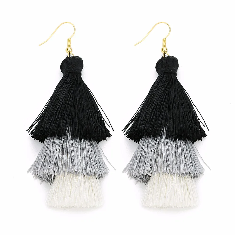 LOULEUR 3 Layered Bohemian Fringed Cheap Statement Tassel Earrings High Quality Brand Fashion Women Drop Dangle Earring Jewelry - Image 3