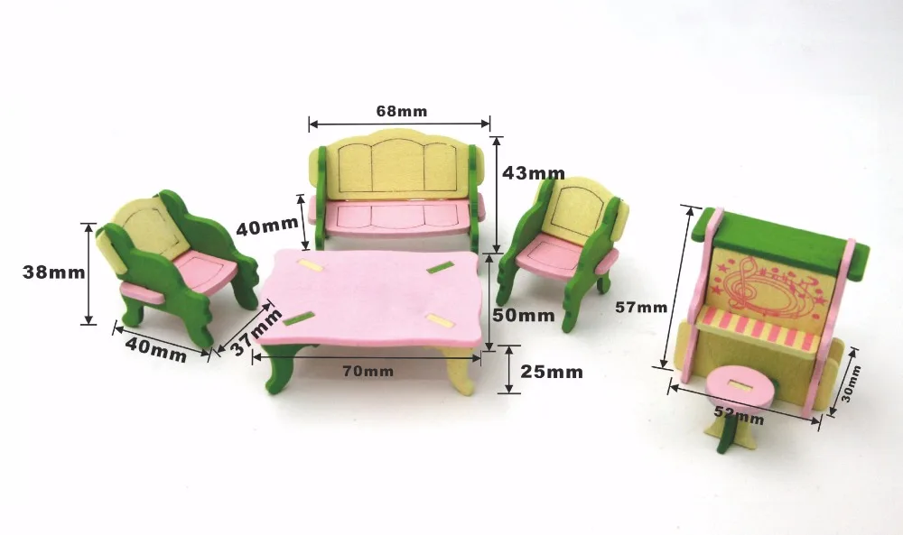 T01-X543 جديد الأطفال هدية لعبة أطفال خشبية أثاث بيت الدمية مجموعة diy ألعاب تعليمية البيانو غرفة 1 مجموعة