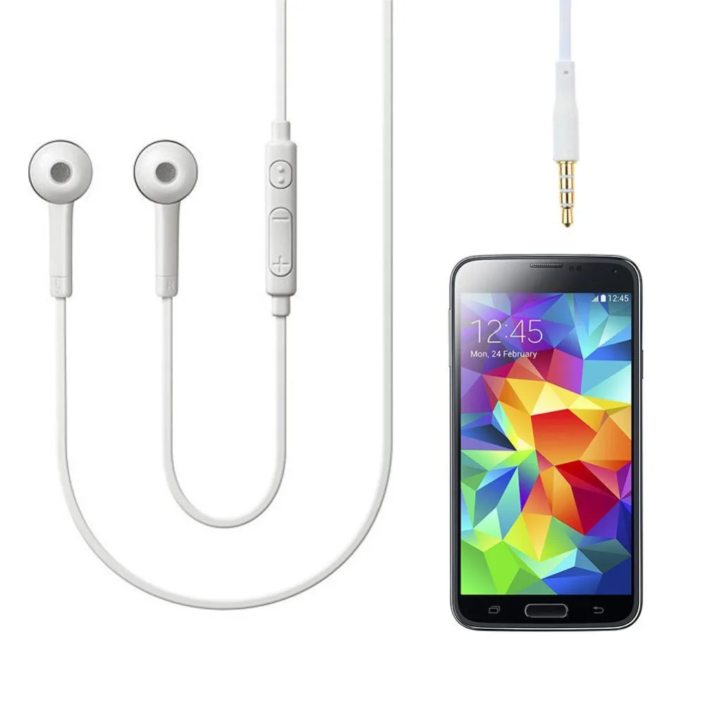 2Pcs 3.5mm In-Ear Great Sound Earphones with Mic Handsfree White Control For Samsung Galaxy S7 Note 5 New Headset | Электроника