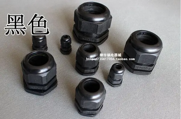 1piece M20*1.5 Waterproof Nylon Plastic Cable Gland Connector for 6-12mm Cable black color Hot Sale IP68 Factory