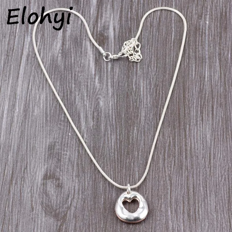 

ELOYHI Women Choker Necklace Double Color Plate Heart Snake Chain Collar For Women Trendy Necklace&Pendants Gift