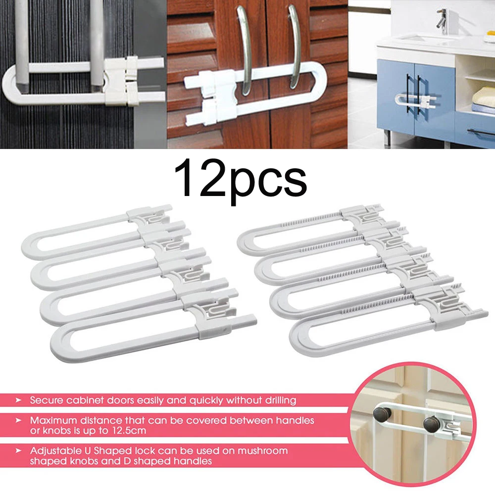 Us 3 23 35 Off Pack Of 4 Child Safety Cabinet Latches For Baby Safe Closet Kitchen Door U Shaped Lock In Door Locks From Home Improvement On