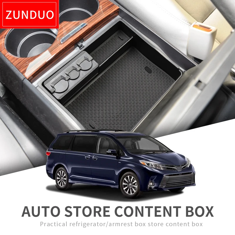 ZUNDUO Car Central Armrest Box For Toyota Sienna 2011 ~ 2020 30 XL30 Accessories Stowing Tidying Center Console Organizer Black |