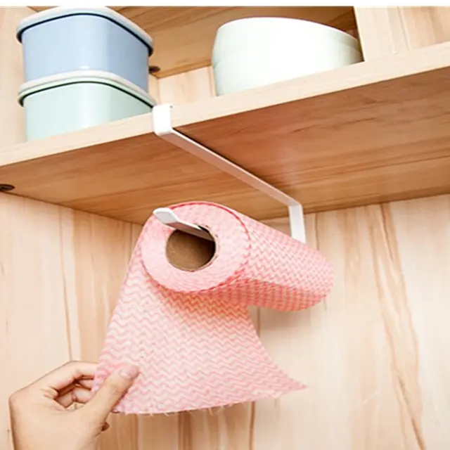 Best Offers Practical Kitchen toilet roll paper towel rack holder creative no Punch Cabinet Napkins Hanger Cling Film Storage Wardrobe Door