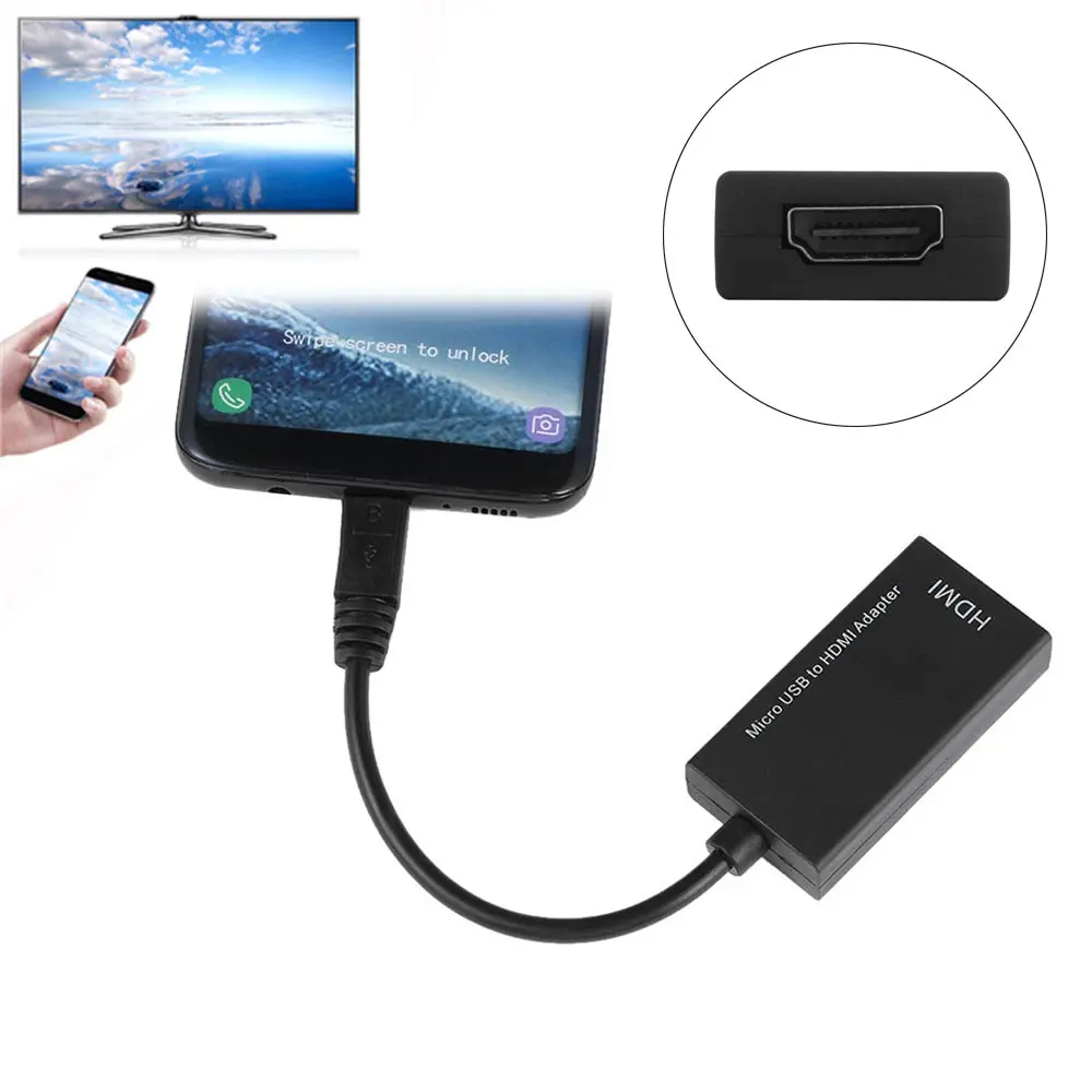 Micro USB to HDMI 1080P Male to Female High Speed HDTV Adapter Converter Cable for Android Huawei Samsung Video Cable Adapter Micro USB to HDMI 1080P Male to Female High Speed HDTV Adapter Converter Cable for Android Huawei Samsung Video Cable Adapter