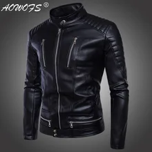Aowofs brand 2018 new punk men s locomotive zipper leather motorcycleWindproof jacket trend personality locomotive clothing