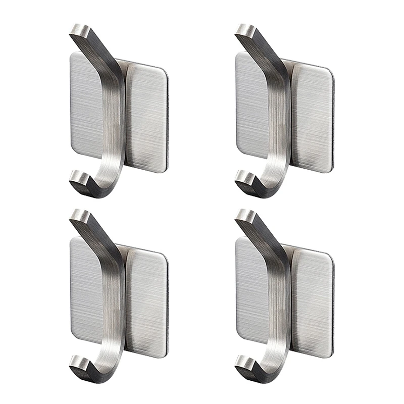 4-Pack крючок для полотенец/клейкие крючки-Крючки Настенные Крючки для ванной комнаты шоу крючок для халата самоклеющийся крючок для пальто - Цвет: Silver