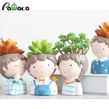 

Cute Boy Flower Pot Succulent Plant Resin Flower Vase for Succulent Plant Home Garden Decor
