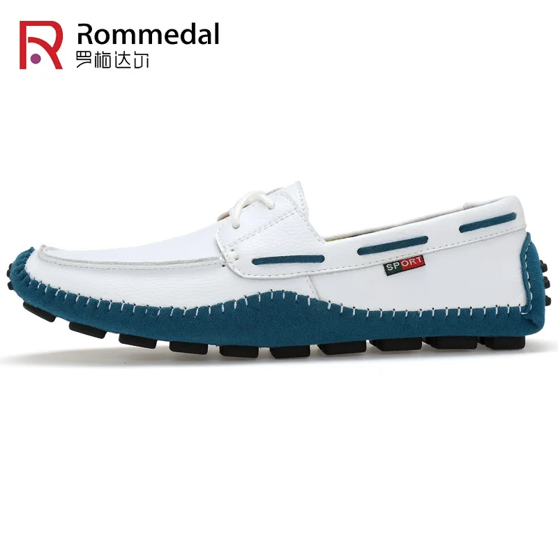 Rommedal male loafers genuine cow leather moccasins slip-on outdoor walking driving men casual shoes flats comfy footwear sz 47