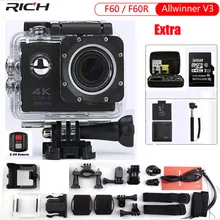 RICH Action Camera F60 4K/30fps 1080P/60fps 720P/120fps 2.0″ 170D Wifi Helmet Cam Mini Camera Waterproof Sport Camera
