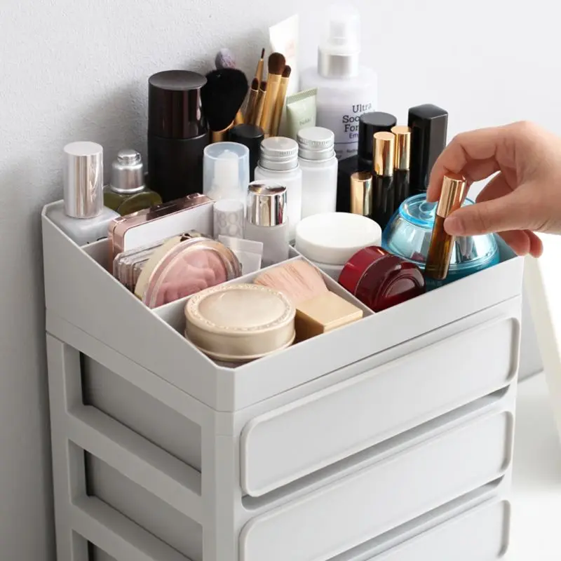 DIY Многослойные Пластиковые выдвижные ящики Макияж Контейнер Организатор Дело Коробка для хранения ювелирных изделий косметический