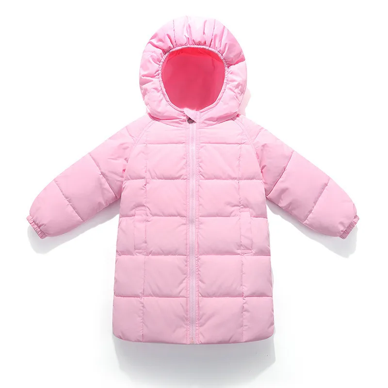 Брендовый пуховик для маленьких девочек детская теплая верхняя одежда с перьями длинные пальто детские осенние парки для мальчиков Одежда для девочек D1038 - Цвет: D1038 pink