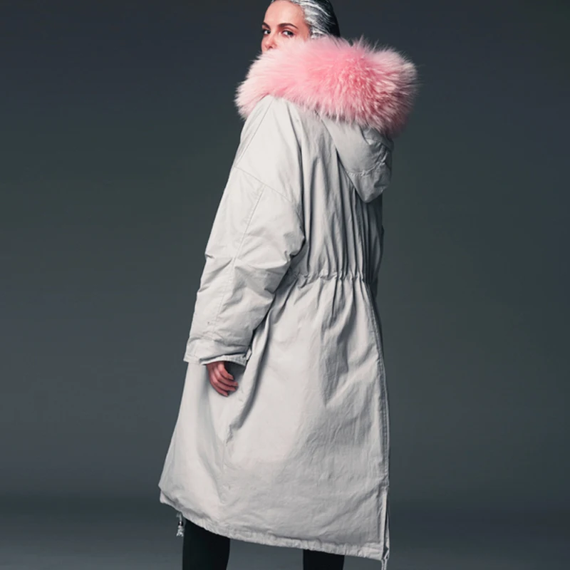 Chaud Color Neuf Lâche Pink White De Rose Grand Blanc Duvet Longue Parka Black D'hiver 2018 Canard Manteau Raton Femmes huge Brown Laveur Super Qualité Haute Huge Veste Femme Fur Fur Fourrure Réel wAxqnx7S1