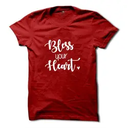 Женская футболка с надписью «bless heart», женская футболка, одежда с буквенным принтом, летняя женская футболка, Женская Повседневная футболка