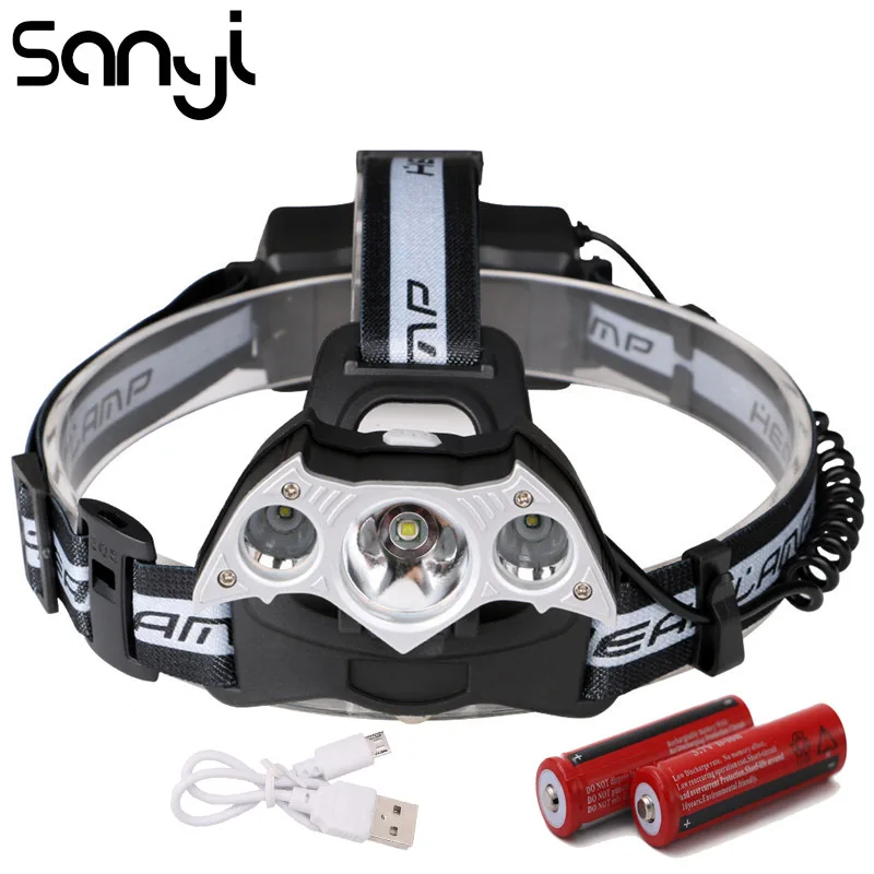 SANYI 1 * T6 + 2 фонарь XPE 4 режима головка фонарика супер яркая светодиодная фара для