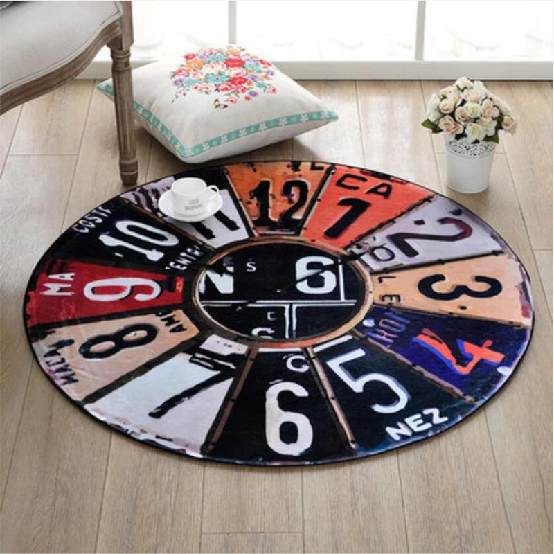 

2018 Creative Soft Large Clock Design Round Carpets For Living Room Bedroom Kid Room Rugs Chair Fashion Modern Floor Area Rug