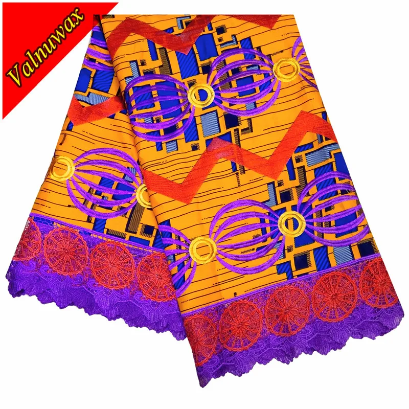 

Miss L, New design High Quality African Nigerian Ankara Print Lace Fabric 6Yards Wax Polyester Lace Fabrics -QD7302#