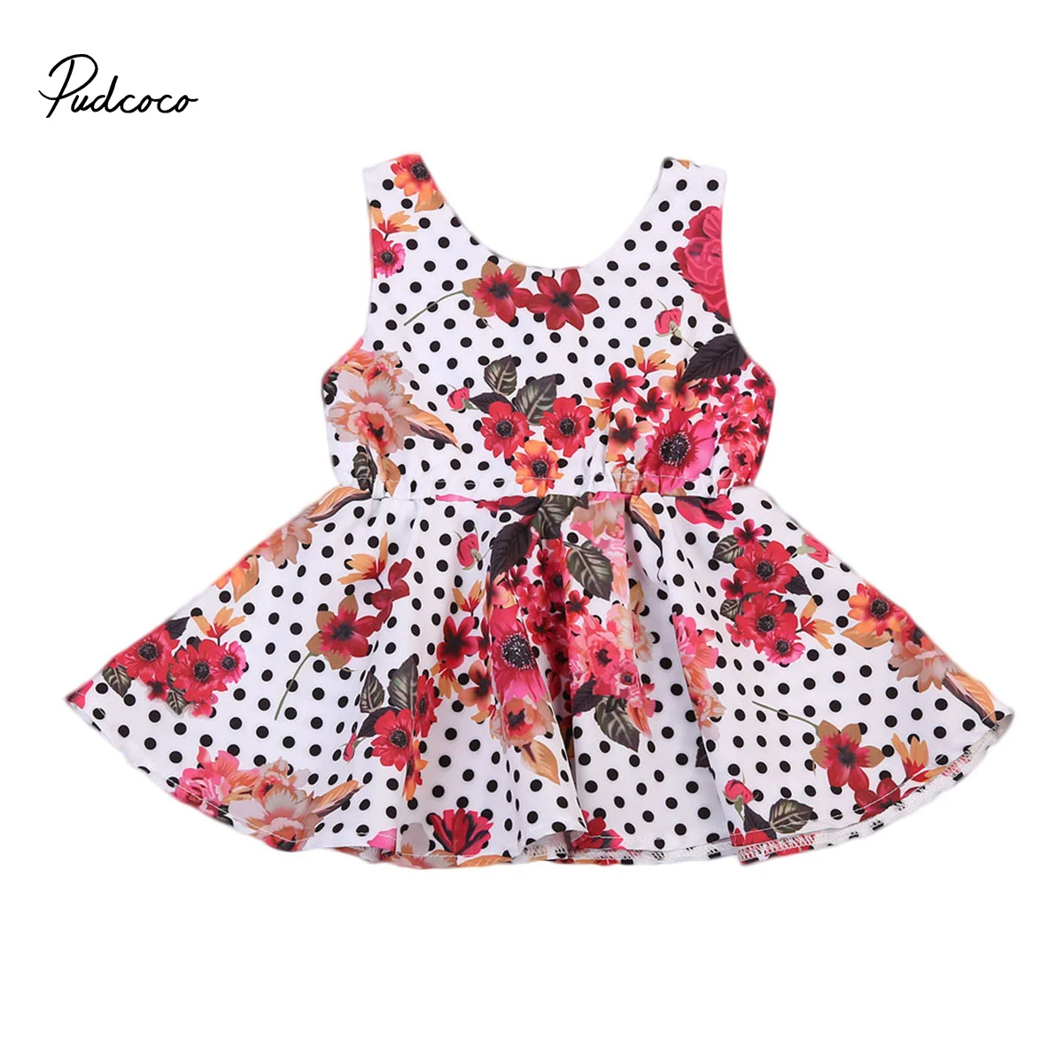 Baby Little Girls Floral Polka Dots Summer Dress Toddler Girl Flower Dresses Party Pageant