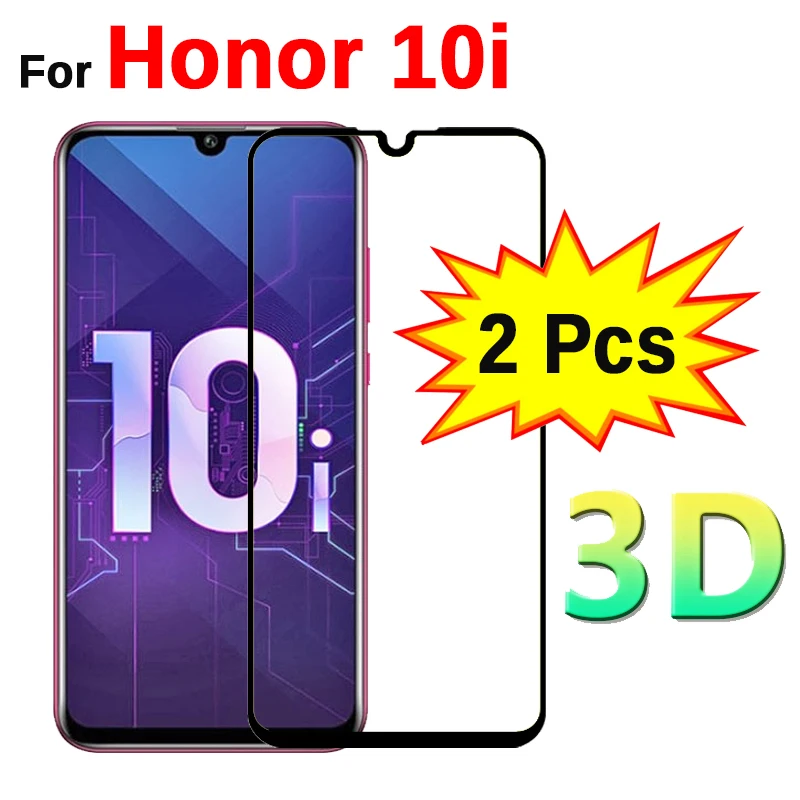 2 шт 3D закаленное стекло на 10i Honor 10i защита экрана полное покрытие Защитное стекло для huawei Honor Honer 10i 6," HRY-LX1T