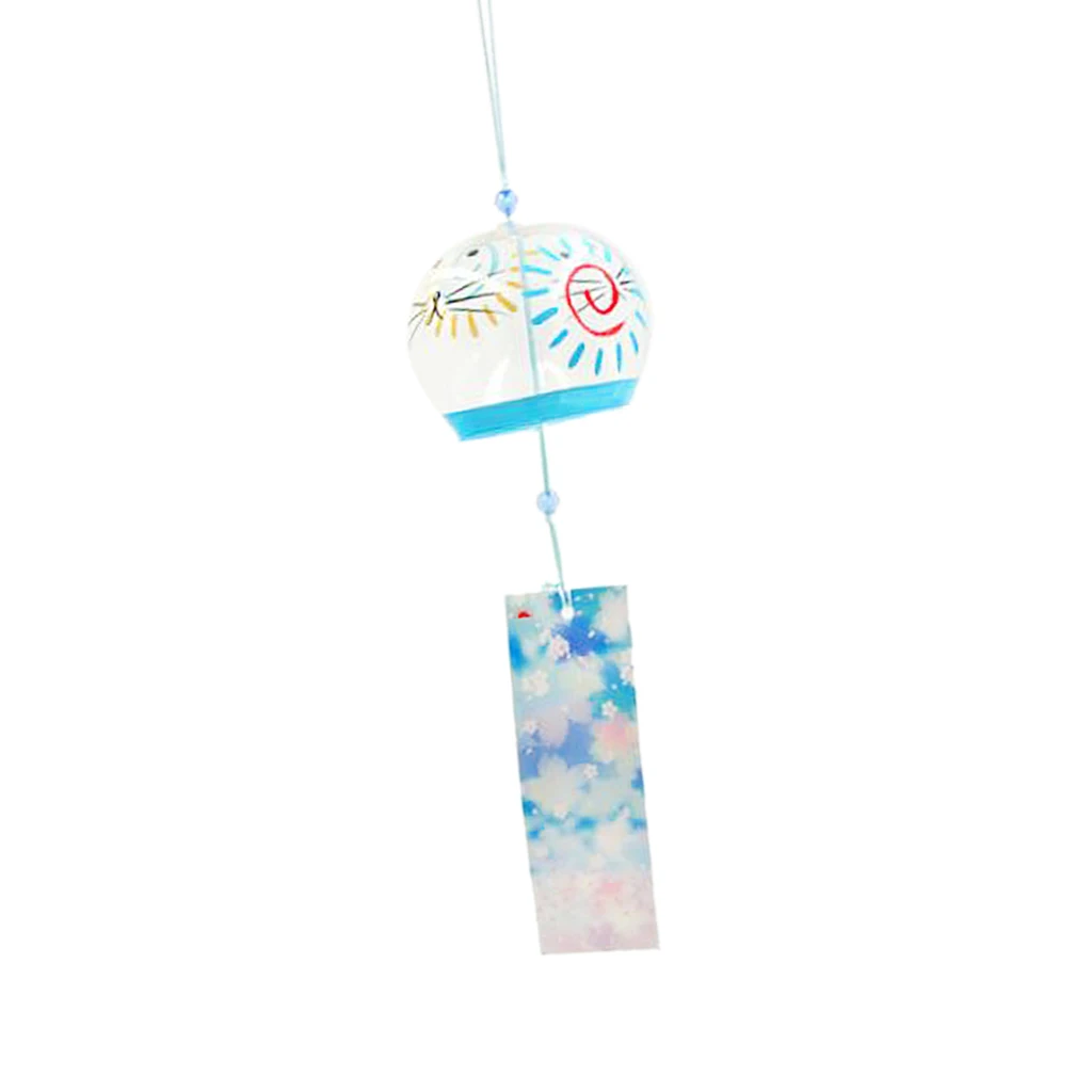 Japanese Culuture Glass Bell Furin Wind Chimes Home Hanging Decor Sunshine Pattern