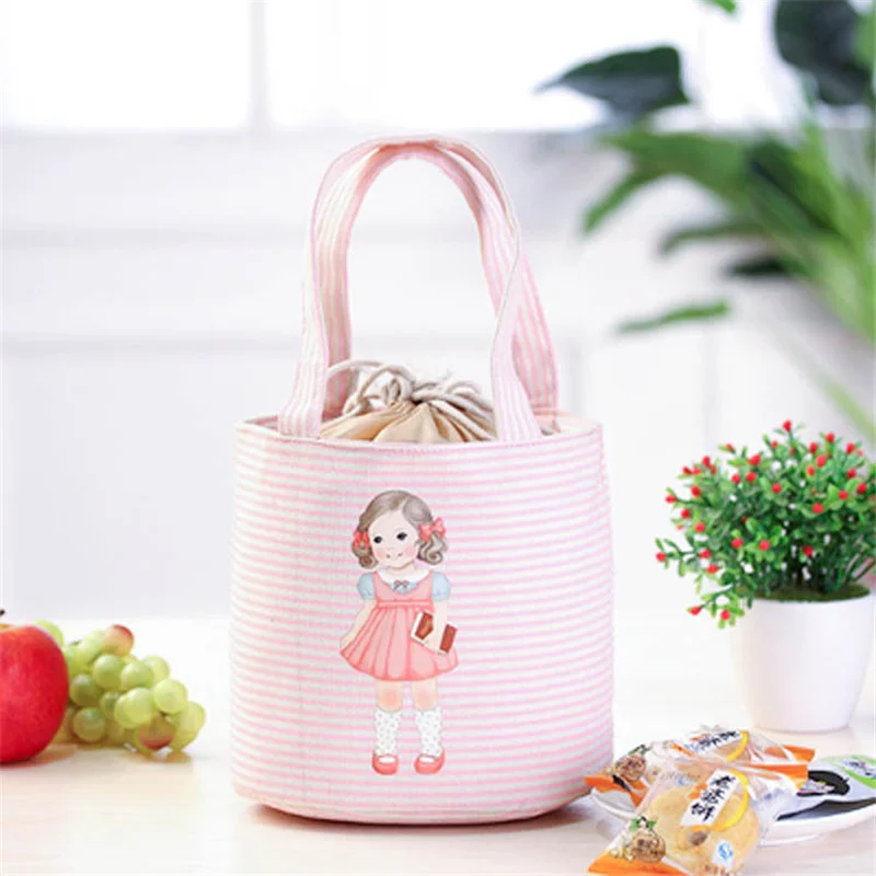 PACGOTH Корейский мультфильм девушка досуг сумки Tote Ланч мешок хлопок ткань