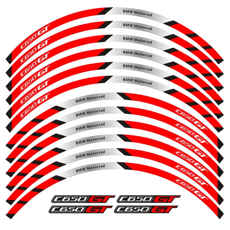 Колеса мотоцикла таблички наклейки обода в полоску спереди и сзади колеса для BMW C650GT - Цвет: A red