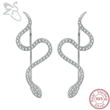 ZS, серьги в виде змеи, 925 пробы, серебро, микро инкрустация, AAA кубический цирконий, трендовые серьги-гвоздики для женщин, ювелирные изделия для свадебной вечеринки