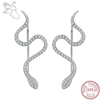 

ZS 2019 Snake Earrings 925 Sterling Silver Micro Inlay AAA Cubic Zirconia Trendy Stud Earrings for Women Wedding Party Jewelry