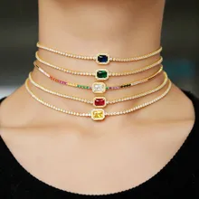 Модное популярное женское теннисное ожерелье-чокер золотого цвета с сапфирами, зеленое, белое, красное, желтое ожерелье с камнями