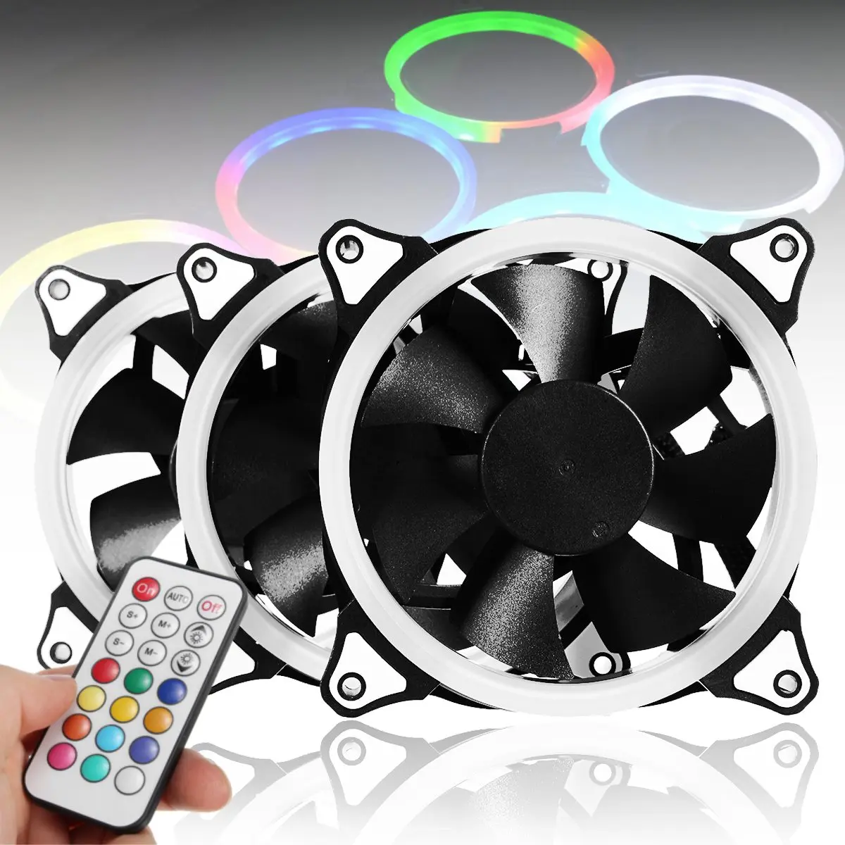 

3pcs 12V 120mm Computer Case PC Cooling Fan RGB Adjustable LED Quiet + IR Remote New Silent fan Cooling Cooler Fan For CPU