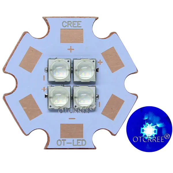 Cree XPG3 XP-G3 3V 6V 12V4Chips 10W-24W High Power LED Emitter Cool White / Warm White / Neutral White Colors on 20mm Copper PCB - Испускаемый цвет: Royal Blue 450nm