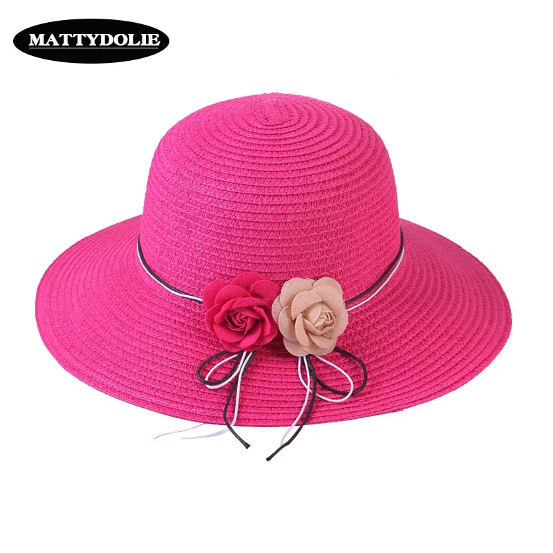 

MATTYDOLIE 2019 New Flower Straw Hat Sunshade Wide-brimmed Hat Summer Beach Outdoor Sun Hat Ladies Can Be Folded