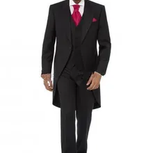 Новое поступление, изготовленное на заказ, жениха, черный, темно-серый, приталенный, BestMan, смокинг, жених, заостренный лацкан(куртка+ брюки+ жилет+ галстук
