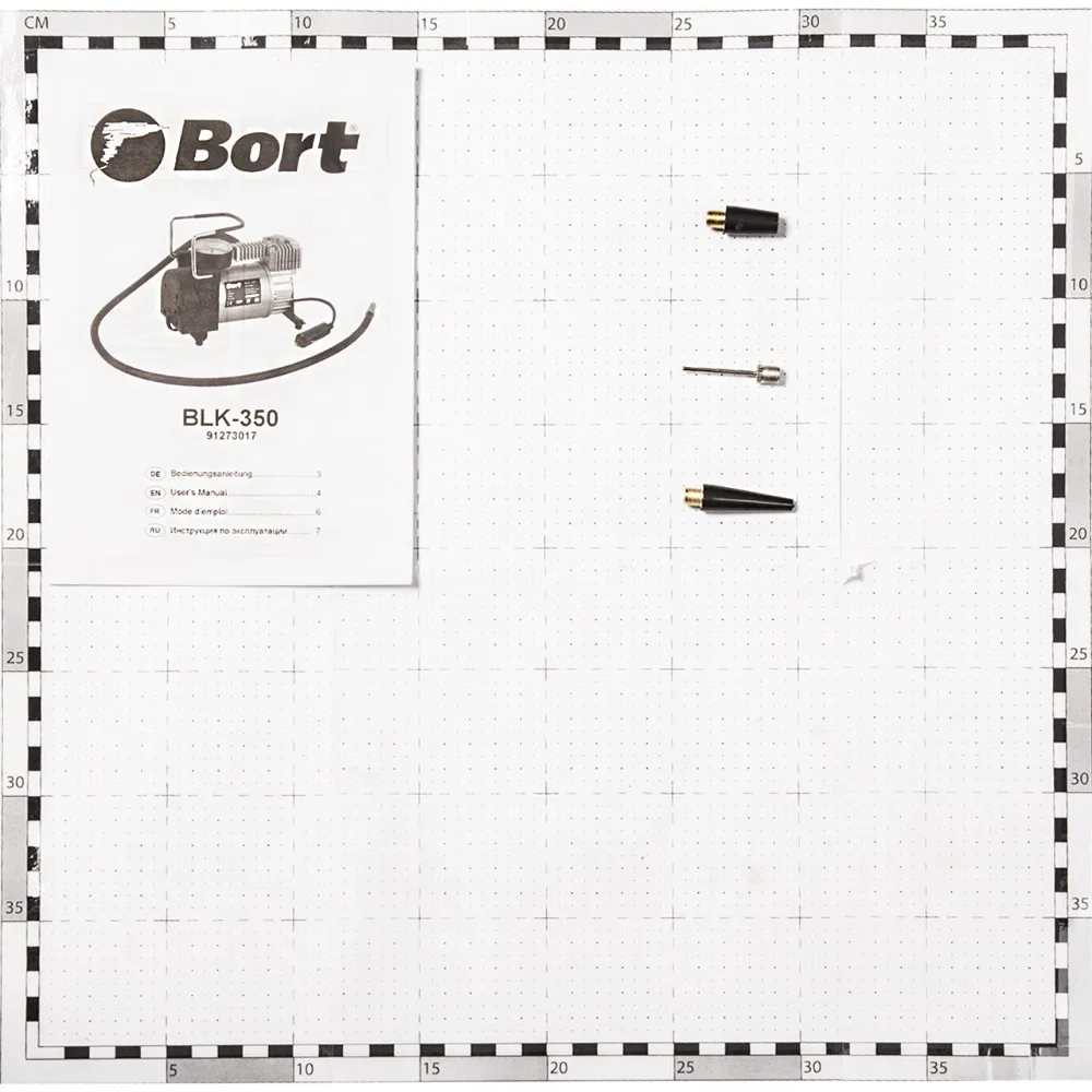 Компрессор автомобильный Bort BLK-350(Максимальное давление 10 атм, производительность 35 л.мин, напряжение питания 12В, прикуриватель, сумка