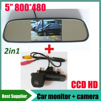 

5inch car monitor mirror TFT LCD 800*480 + car rear view backup camera for Skoda Superb Roomster Fabia Octavia Yeti and Audi A1