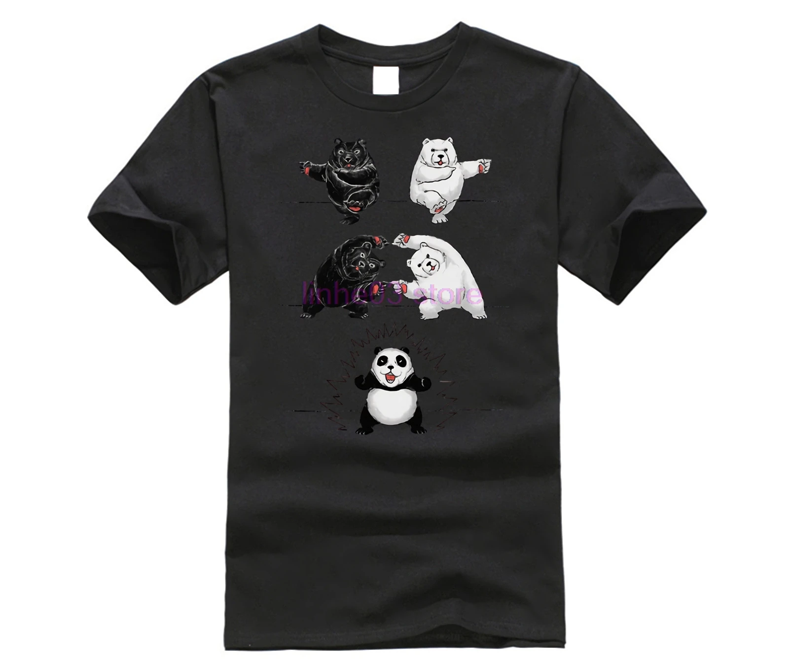 cheap GILDAN Bear Bears Black And Polar Fuse Into Panda T Shirt Funny Geek Design Naughty Creative T shirt Fashion Novelty Tshirt